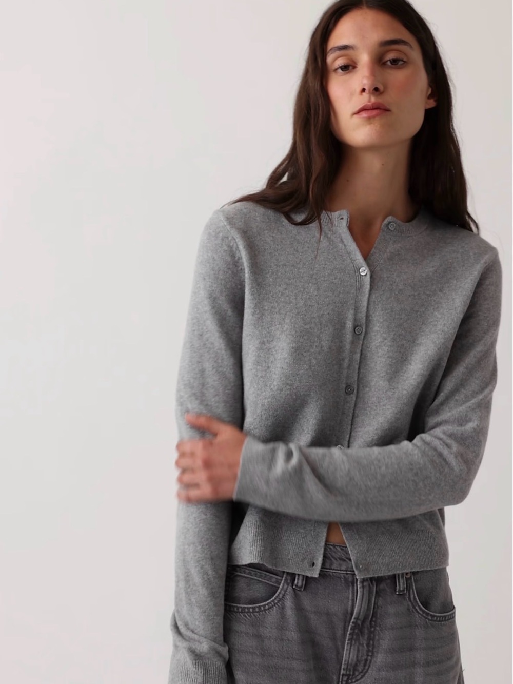 GAP Heather Gray CashSoft Crop Cardigan